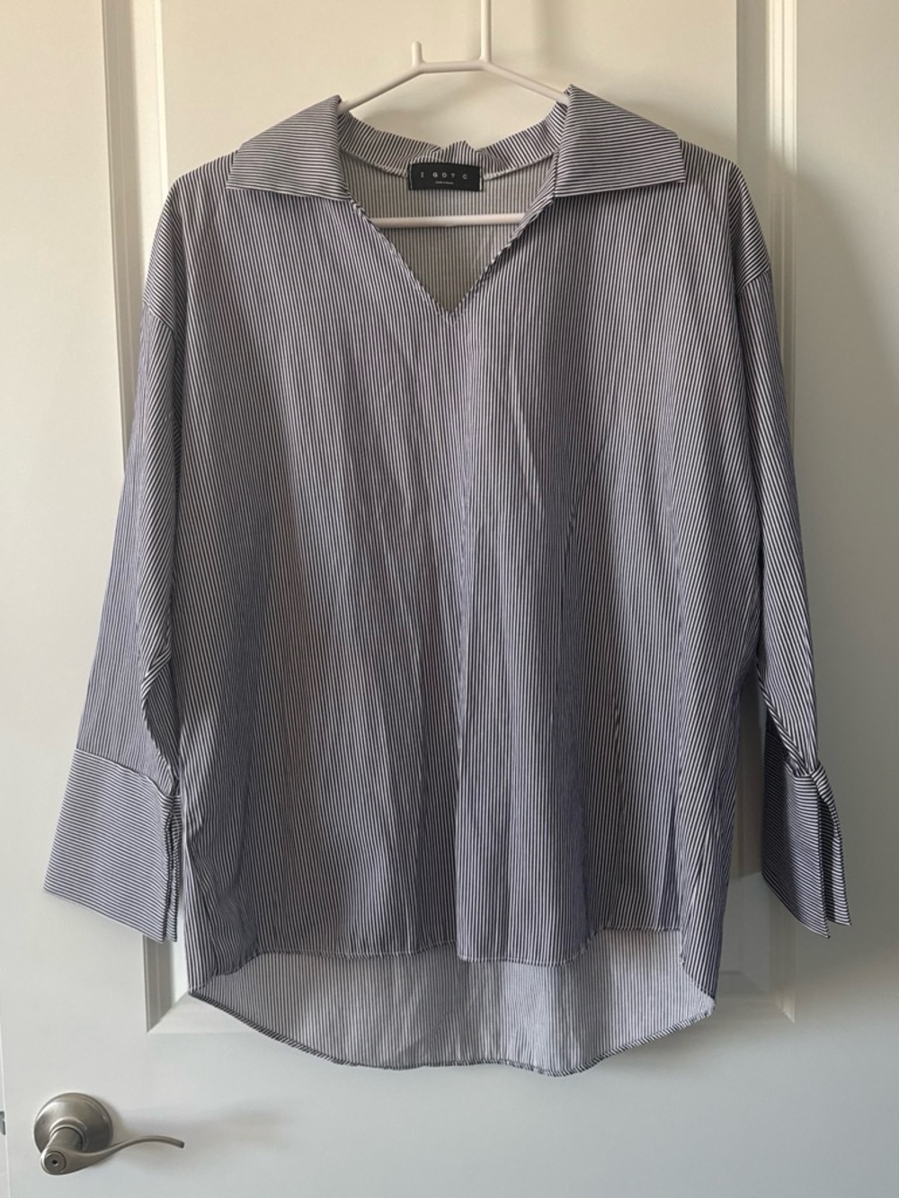 Eloise Relaxed Stripe Collared Shirt - Blue/White